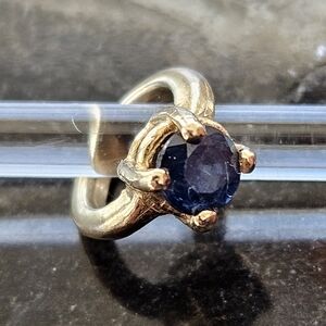 Miniature 14K Gold Sapphire Solitaire Engagement Ring Pendant
